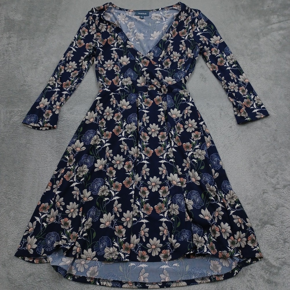 Modcloth Dress Womens Medium Blue Floral Pullover Preppy Chic Cute